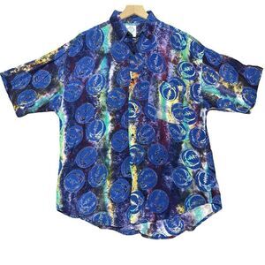 VTG Grateful Dead Shirt Mens M Button Up Tie Dye 1994 All Over Print Hawaiian